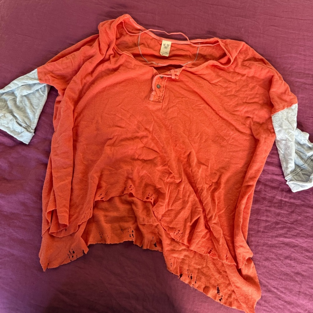 We The Free Orange and Lilac Long Sleeve Tee